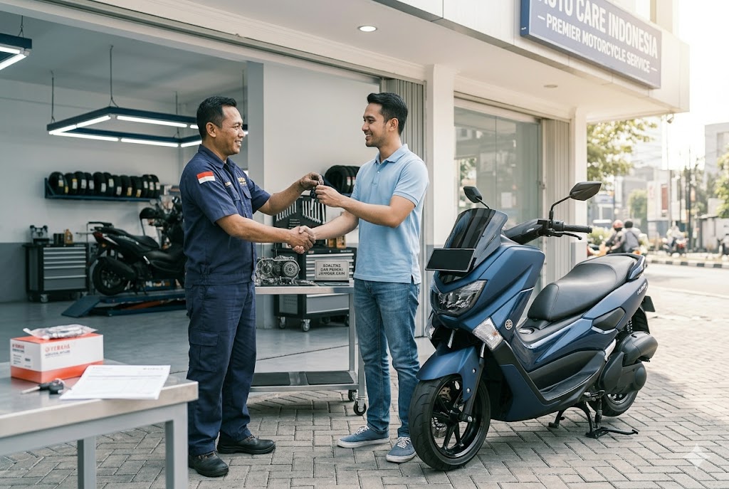 Pelanggan menerima kunci motor