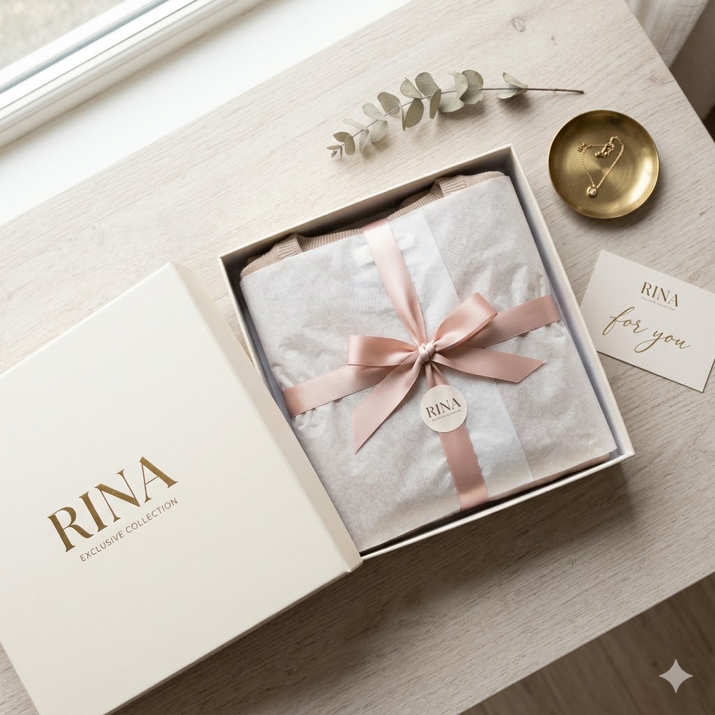 Kotak hadiah eksklusif RINA dengan pita